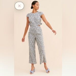 Adelyn Rae Blue Floral Jumpsuit